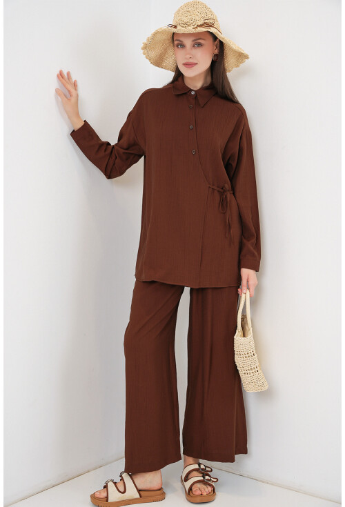 Kadın Bağcıklı Tunik Pantolon İkili Takım 6752