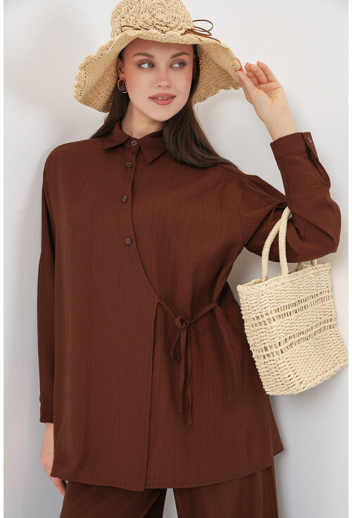 Kadın Bağcıklı Tunik Pantolon İkili Takım 6752