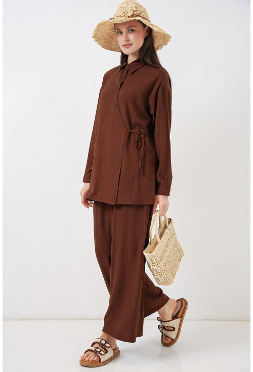 Kadın Bağcıklı Tunik Pantolon İkili Takım 6752