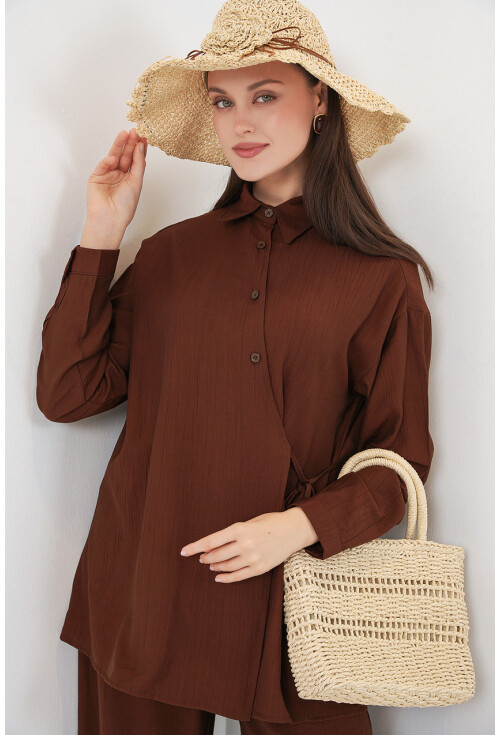 Kadın Bağcıklı Tunik Pantolon İkili Takım 6752