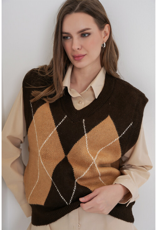 Kadın Baklava Desenli Süveter 15940