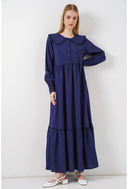 Kadın Bebe Yaka Uzun Tesettür Elbise 2592