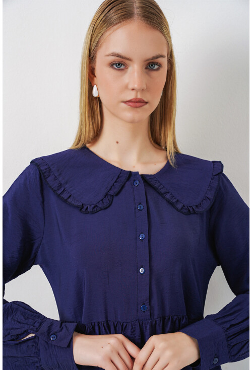 Kadın Bebe Yaka Uzun Tesettür Elbise 2592