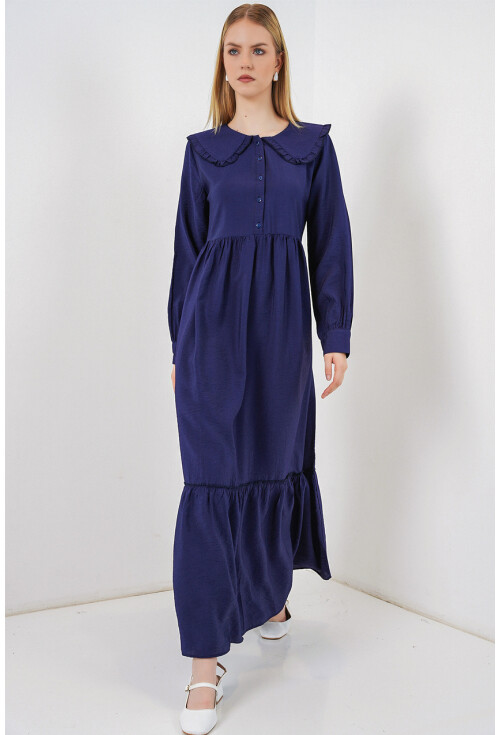 Kadın Bebe Yaka Uzun Tesettür Elbise 2592