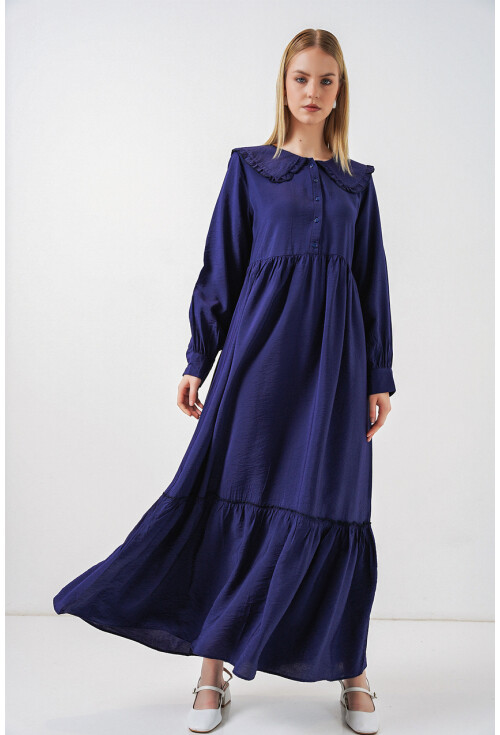 Kadın Bebe Yaka Uzun Tesettür Elbise 2592