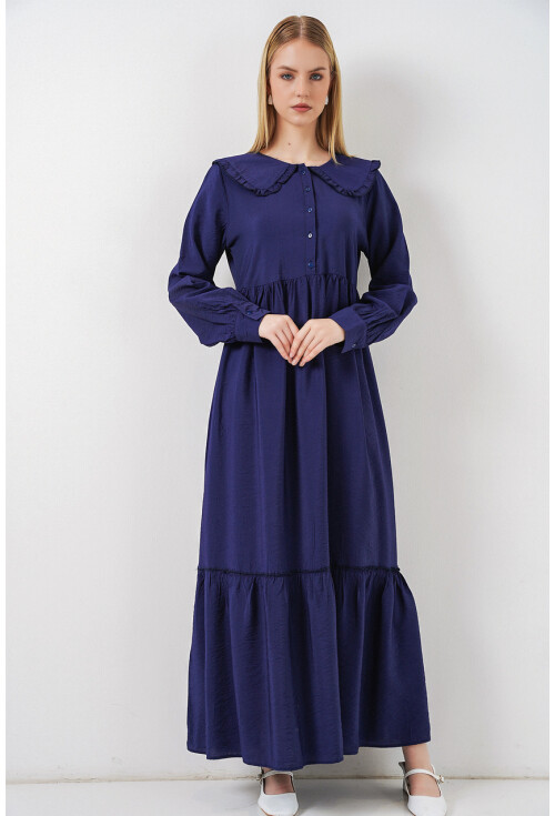 Kadın Bebe Yaka Uzun Tesettür Elbise 2592