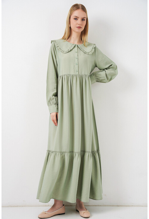 Kadın Bebe Yaka Uzun Tesettür Elbise 2592