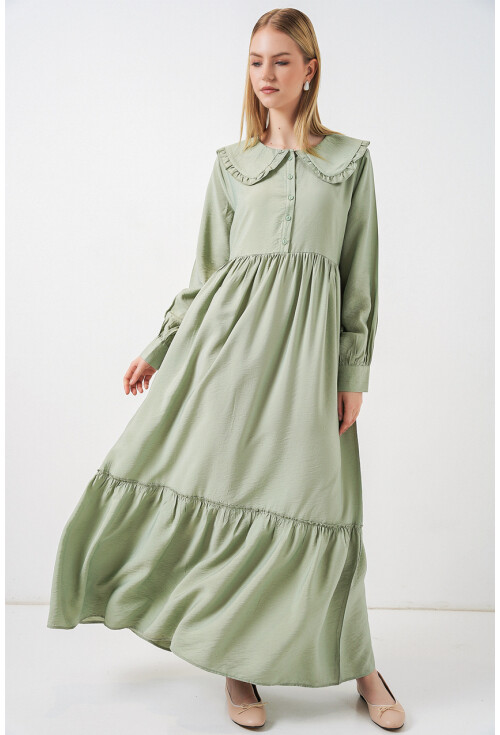 Kadın Bebe Yaka Uzun Tesettür Elbise 2592