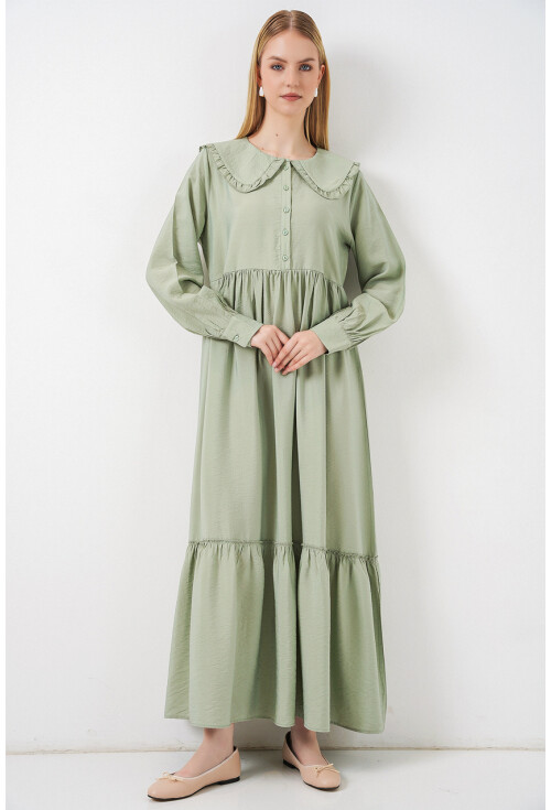 Kadın Bebe Yaka Uzun Tesettür Elbise 2592