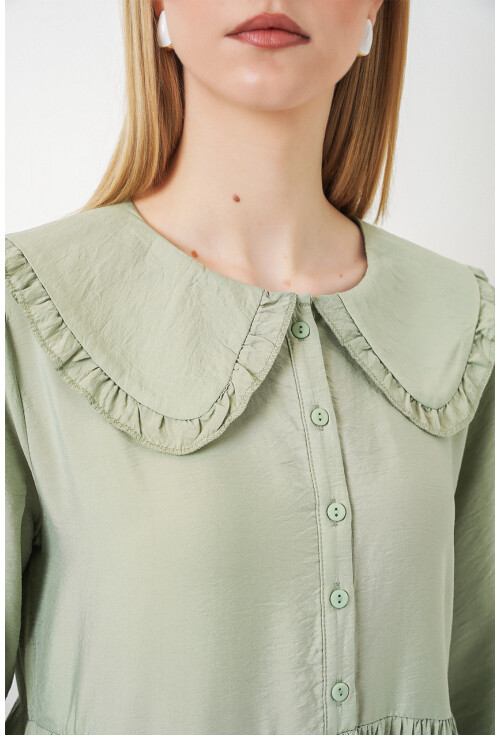 Kadın Bebe Yaka Uzun Tesettür Elbise 2592