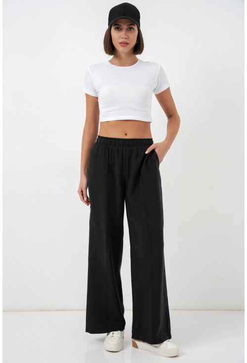 Kadın Beli Lastikli Bol Paça Pantolon 30087