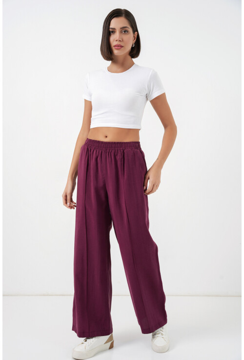 Kadın Beli Lastikli Bol Paça Pantolon 30087