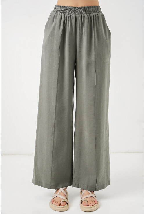 Kadın Beli Lastikli Bol Paça Pantolon 30087