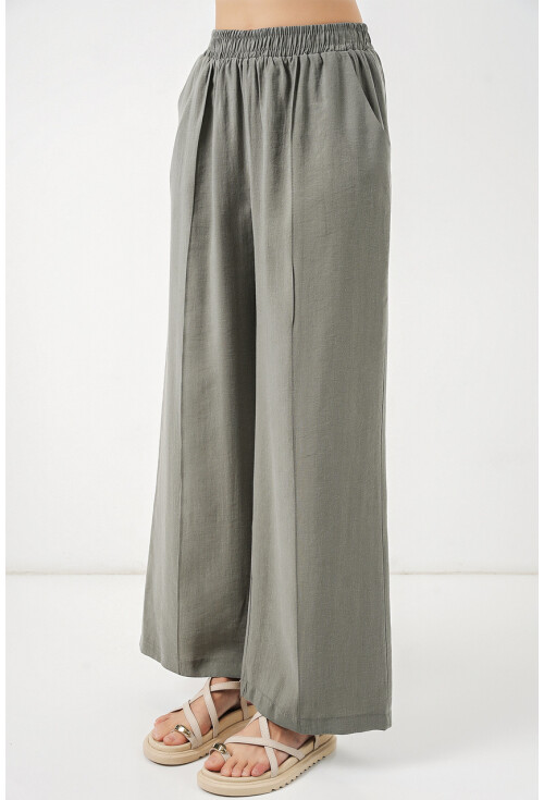 Kadın Beli Lastikli Bol Paça Pantolon 30087