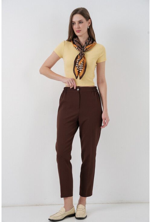 Kadın Beli Lastikli Kumaş Pantolon 30058