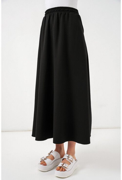Kadın Beli Lastikli Uzun Etek 8072