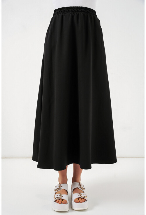 Kadın Beli Lastikli Uzun Etek 8072