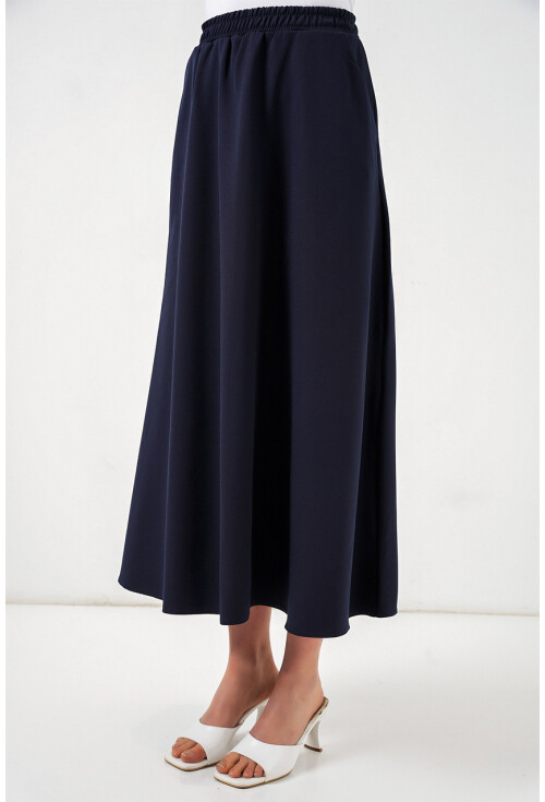 Kadın Beli Lastikli Uzun Etek 8072
