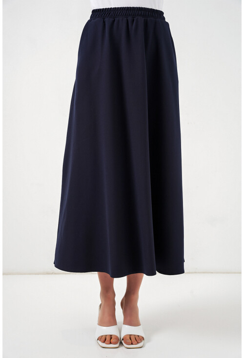 Kadın Beli Lastikli Uzun Etek 8072
