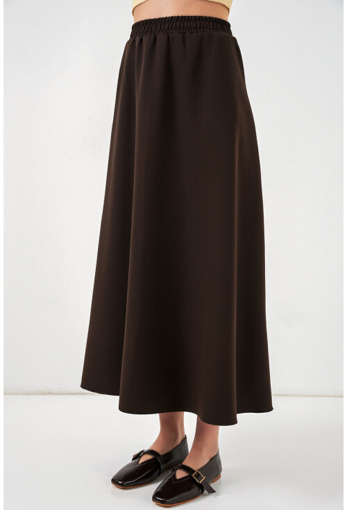 Kadın Beli Lastikli Uzun Etek 8072