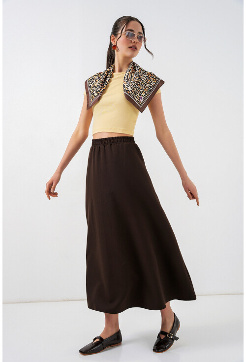 Kadın Beli Lastikli Uzun Etek 8072