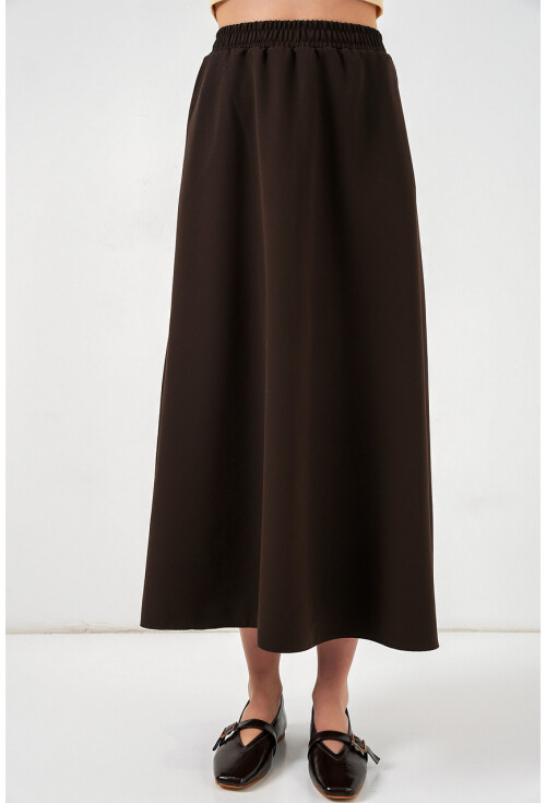 Kadın Beli Lastikli Uzun Etek 8072