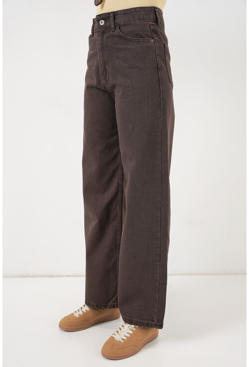 Kadın Bol Paça Yüksek Bel Palazzo Kot Pantolon 6656