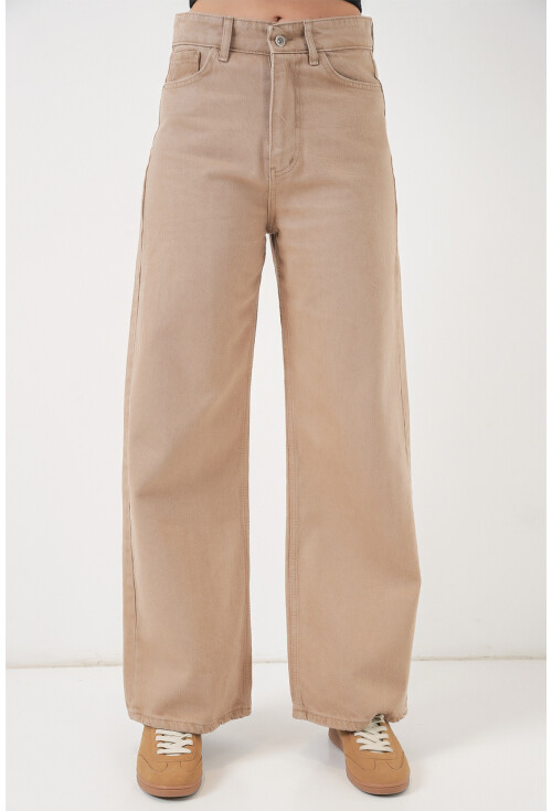 Kadın Bol Paça Yüksek Bel Palazzo Kot Pantolon 6656