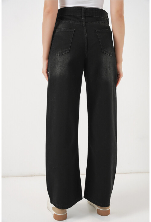 Kadın Bol Paça Yüksek Bel Palazzo Kot Pantolon 6656