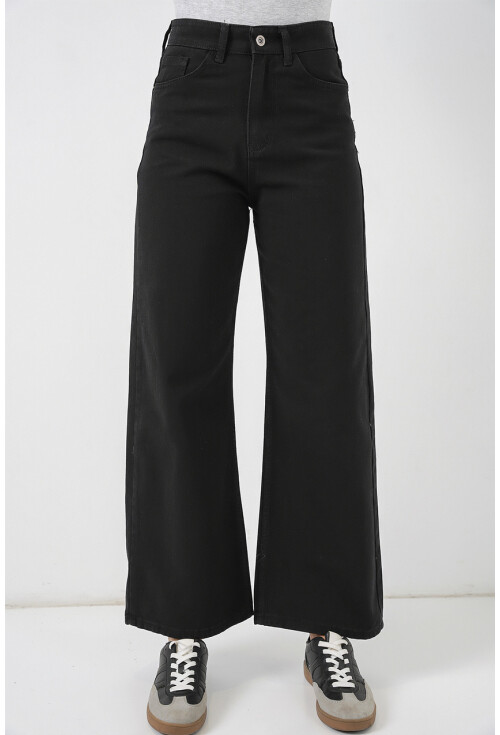 Kadın Bol Paça Yüksek Bel Palazzo Kot Pantolon 6656