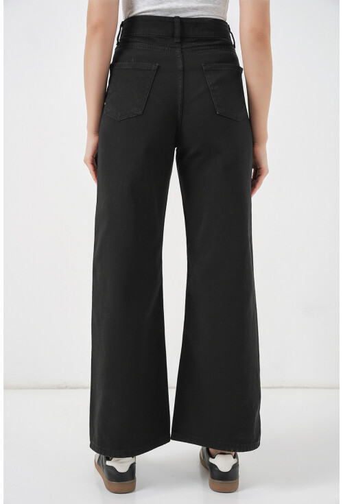 Kadın Bol Paça Yüksek Bel Palazzo Kot Pantolon 6656