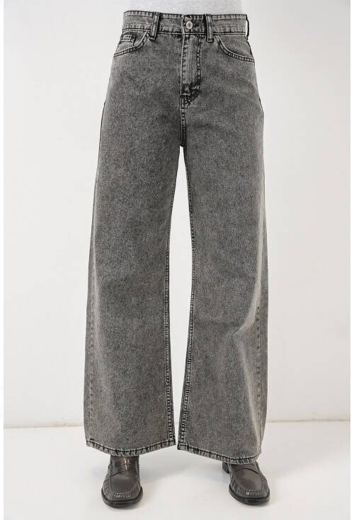 Kadın Bol Paça Yüksek Bel Palazzo Kot Pantolon 6656