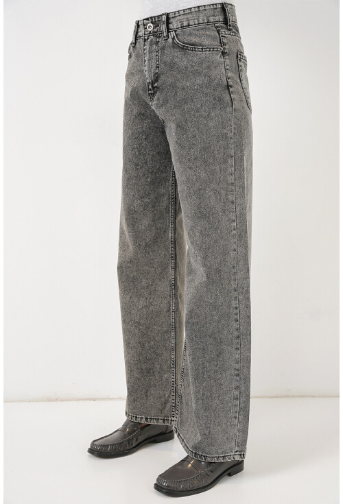 Kadın Bol Paça Yüksek Bel Palazzo Kot Pantolon 6656