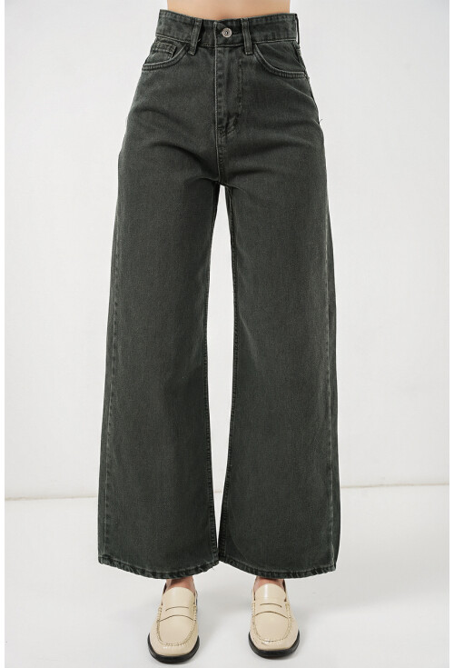 Kadın Bol Paça Yüksek Bel Palazzo Kot Pantolon 6656