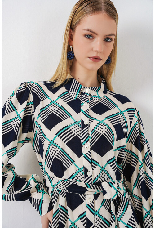 Kadın Boydan Düğmeli Uzun Tesettür Elbise 2588