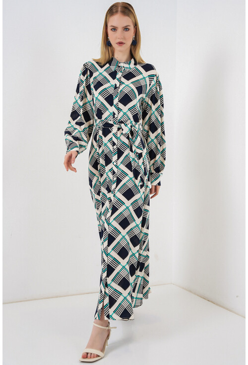 Kadın Boydan Düğmeli Uzun Tesettür Elbise 2588