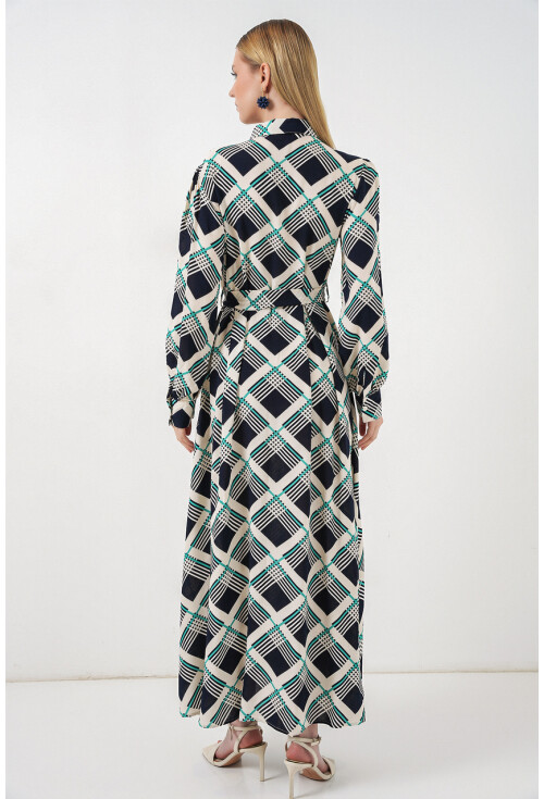 Kadın Boydan Düğmeli Uzun Tesettür Elbise 2588