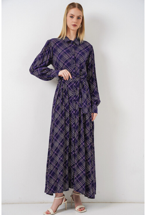 Kadın Boydan Düğmeli Uzun Tesettür Elbise 2588