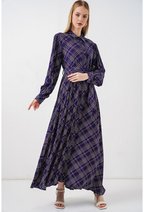 Kadın Boydan Düğmeli Uzun Tesettür Elbise 2588