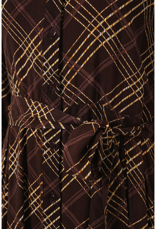 Kadın Boydan Düğmeli Uzun Tesettür Elbise 2588