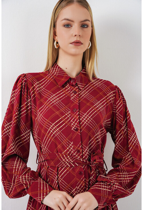 Kadın Boydan Düğmeli Uzun Tesettür Elbise 2588