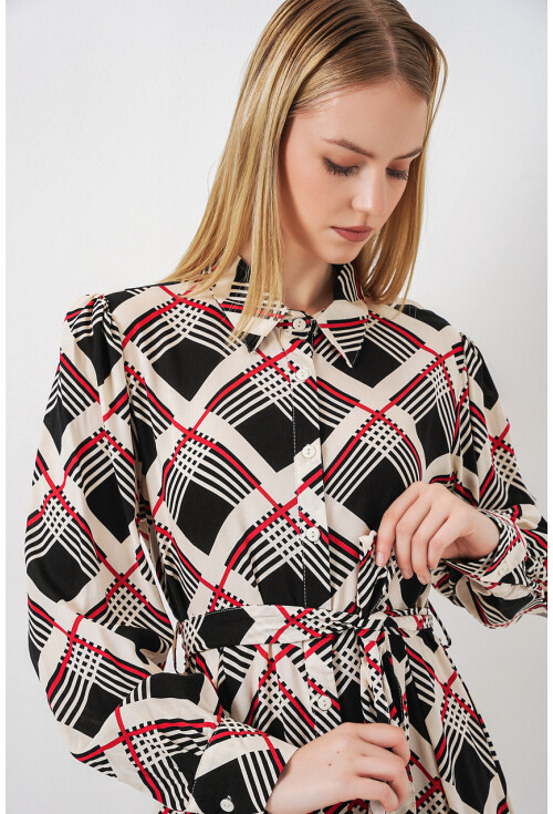 Kadın Boydan Düğmeli Uzun Tesettür Elbise 2588