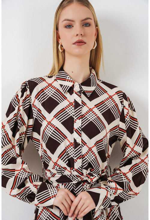 Kadın Boydan Düğmeli Uzun Tesettür Elbise 2588