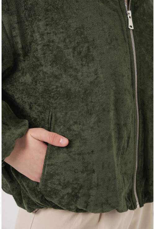 Kadın Büzgülü Oversize Kadife Ceket 0733