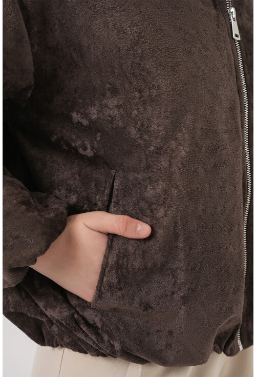 Kadın Büzgülü Oversize Kadife Ceket 0733