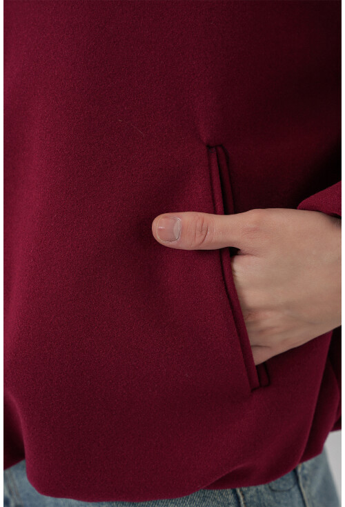 Kadın Büzgülü Oversize Kaşe Ceket 0728