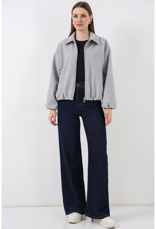 Kadın Büzgülü Oversize Kaşe Ceket 0728