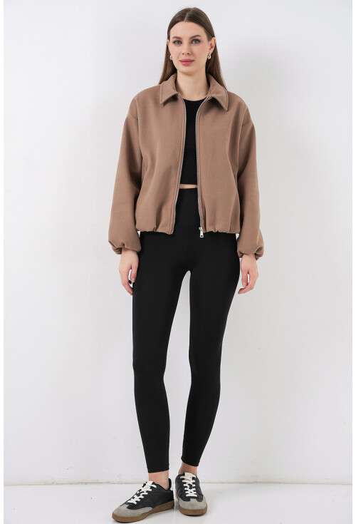 Kadın Büzgülü Oversize Kaşe Ceket 0728