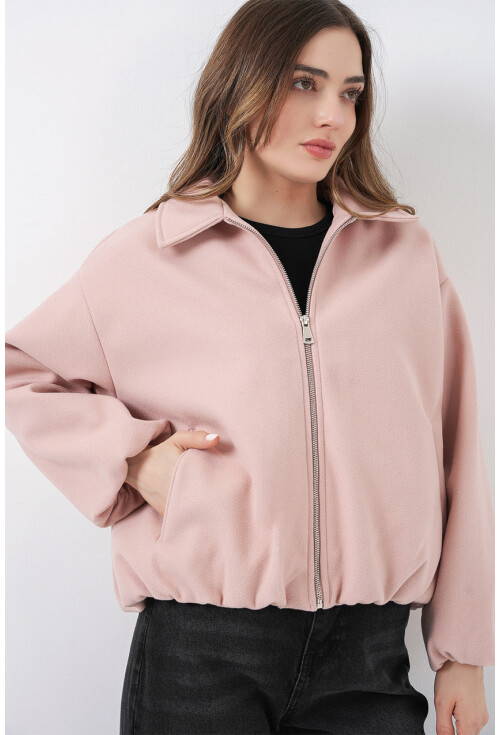 Kadın Büzgülü Oversize Kaşe Ceket 0728