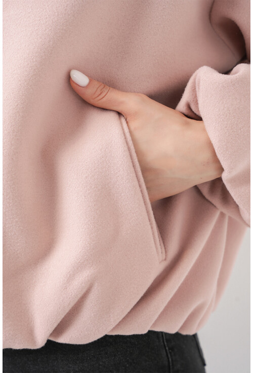 Kadın Büzgülü Oversize Kaşe Ceket 0728